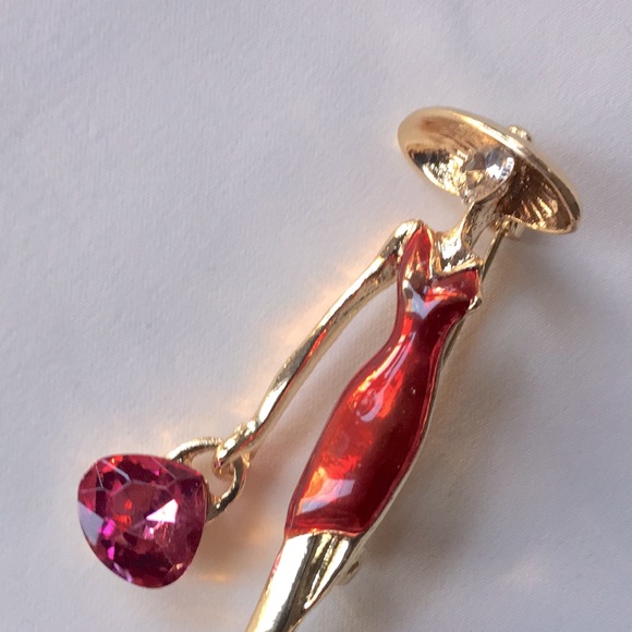 ๐50% OFF/3+...Lady in Red Dress and Dangling Purse Brooch - Picture 3 of 5